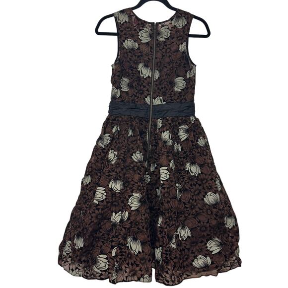 Anthropologie Frock by Tracey Reece Silk Chrysanthemum Tea Dress Size 6 Floral - Picture 9 of 10